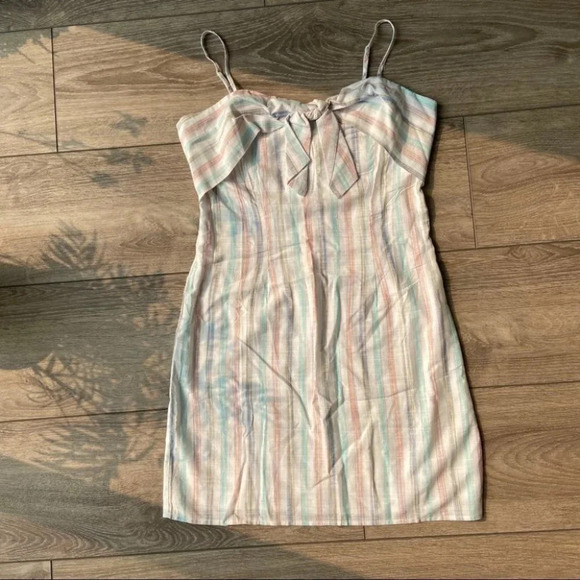 Striped Multicolor Spaghetti Strap Dress - Picture 7 of 14